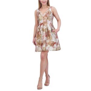 Vince Camuto Womens Abstract Flowers Drop Waist Dress, NWT